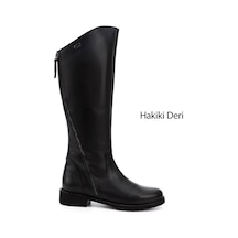 Gönderi(R) Gönderi R Kadın Siyah Çift Fermuarlı Kauçuk Taban Hakiki Deri Çizme Gkzc13444556 Siyah