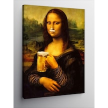 Kanvas Tablo Bira İçen Mona Lisa 100cmx140cm