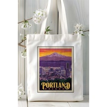 Art Hediye Portland Baskılı Bez Çanta Omuz Çantası Kişiye Özel Desen 2 Çok Renkli