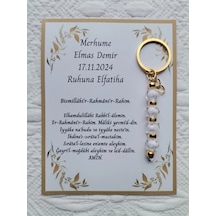 48 Adet Kişiye Özel Merhume & Merhum'un Mevlid Hatırası Dağıtmalık Hediyelik Beyaz Anahtarlık
