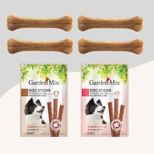 Miçiko 15 CM Naturel 4'lü Press Kemik + 3l'ü Stick Ödül 2 Paket