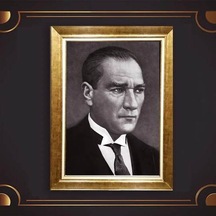 Altın Varaklı Çerçeveli Paspartulu Atatürk Tablo Hk1984