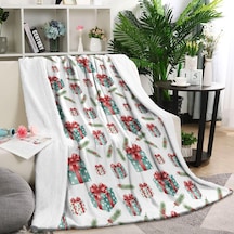 Noel Desenli 60x80 İnç Polar Battaniye, Yumuşak, Hafif Ve Kalın, Erkek, Kadın Ve Çocuk İçin Noel Hediye Çam Ağacı