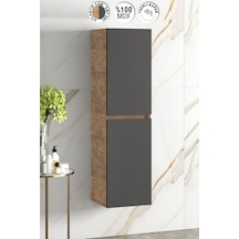 Yıldız 35 130 Cm Atlantik Çam-Antrasit Gri Mat Mdf Asma Banyo Boy Antrasit - Atlantik Çam