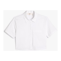 Koton Crop Kısa Kollu Gömlek Düğmeli Cep Detaylı Kırık Beyaz 3sak60499pw 3SAK60499PW001
