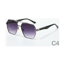 Unisex Metal Çerçeveli Uv400 Korumalı Güneş Gözlüğü Es221 Mor - 712254487 Gri