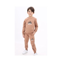 Toontoy Kids Toontoy Erkek Çocuk Baskılı Eşofman Takım Kahverengi