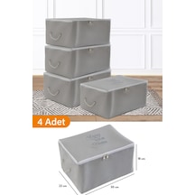 Serstil 4 Adet - Mini Boy Baskı Detaylı Antrasit Hurç 30 X 22 X 18 Cm Gri