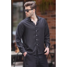 Madmext Siyah Uzun Kollu Oversize Erkek Gömlek 6735 Siyah