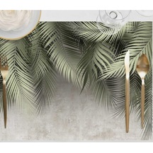 Palmiye Yapraklı Kumaş Amerikan Servis 4'lü Set 35x50cm -keten, Ulusl. Yıkama Ve Solmama Sertifikası Çok Renkli
