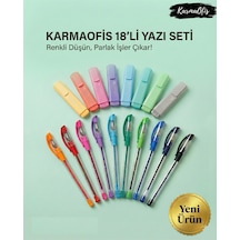 18 Li Yazı Seti 8 Li Pastel Fosforlu + 10 Lu Karışık Renk Tükenmez Kalem Çok Renkli