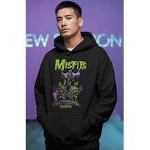 Sevbano Misfits Rock Metal Müzik Grubu Ön Baskılı Unisex Oversize Premium Siyah