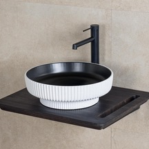 Lena E-W1501MSB Tezgahüstü Lavabo Beyaz - Siyah