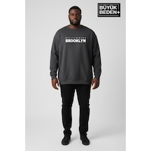 Süperlife Erkek Büyük Beden Willams Brooklyn Baskılı Bisiklet Yaka İnce Sweatshirt Spr26bsw956-16 Antrasit