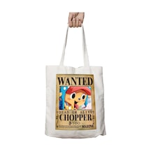 Art Hediye Wanted Chopper Anime İki Tarafı Kalıcı Baskılı Yıkanabilir Okul Plaj Omuz Bez Çantası Çok Renkli