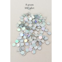 Oya Abiye Bileklik Kolye Pleksi Metalik Plastik Pul Gümüş Renk 8 Gram 100 Adet - Bnc518