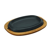 Lava Döküm Oval Fajita Tabağı Kayın Servis Ahşabı Ölçü 26x19cm.