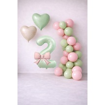 Adaçayı Yeşili & Pembe 2 Yaş Doğum Günü Balon Süsleme Seti Pembe - Yeşil