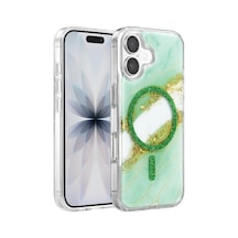 Magicool Onegif Apple iPhone Uyumlu 17 Lotus Simli Magsafe Kapak - Yeşil