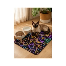 Kedi Köpek Mama Önü Paspası, Kedi Tuvalet Önü Paspası, Kedi Köpek Desenli Paspas, 50x70cm