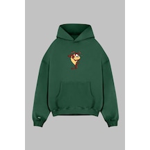 Unisex Beyaz Brooklyn Baskılı Kapüşonlu Sweatshirt Beyaz