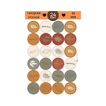 24 Adet - Orange & Red Sticker - Hediye Paketi Sticker - Çiçek Sticker - Yaprak Sticker Çok Renkli