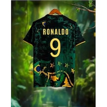 Brezilya Ronaldo 9 Özel Tasarım Futbol Forması Yeşil Çok Renkli