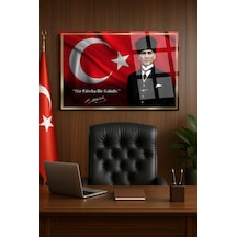 Her Fabrika Bir Kaledir Atatürk Makam Cam Tablo Sanatsal Duvar Dekoru Solmayan Canlı Renkler Salon Ve Oturma Odası Sevdiklerinize Hediyelik