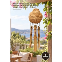 1 Adet Bambu Rüzgar Çanı Maymun Figürlü 40 Cm Bahçe Balkon Dekoratif Süs Wind Chime Doğal Tasarım