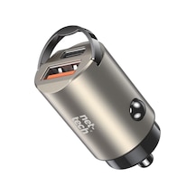 Nettech Nt-cch05 30w Pd& Qc 3.0 Çift Portlu Metal Araç Şarjı Space Gray