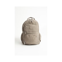 Sanmorris Unisex Suya Dayanıklı Vizon Renkli Krinkıl Kumaş Çok Gözlü Orta Boy Laptop Okul Ve Sırt Çantası Vizon