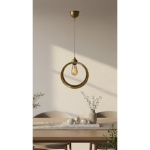 Eskitme Gold Endüstriyel Metal Hasır Tel Dairesel Model Hol Mutfak Tekli Sarkıt Avize Aydınlatma Çok Renkli