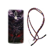 Huawei Mate 10 Lite Kılıf Rasta Boyun Askılı Dark Deer 1786 Siyah
