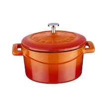 Lava Metal Döküm Mini Tencere, Trendy, 10 Cm, 0.35 L Hacim, Turuncu Diğer