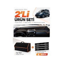 Fiat Fiorino 2007-2026 Uyumlu Torpido Örtüsü + Tay Tüyü Bagaj Çantası + Sticker - Siyah Kahverengi