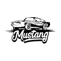 Mustang Araba Silüet Sticker 17x17 Cm Siyah