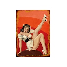 Bedeko Beyaz Elbiseli Pin Up Kızı Mdf Tablo 25 Cm X 35 Cm