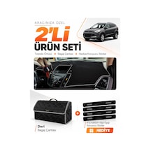 E-biz Ford Kuga 2013-2015 Uyumlu Torpido Örtüsü + Deri Bagaj Çantası Seti - Siyah-gri - Fo026