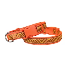 Dalga Desenli Dokuma Köpek Boyun Tasması 1,5 Cm X 27-40 Cm Turuncu - Elwm-300539 Çok Renkli