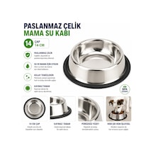 Paslanmaz Çelik Kedi Köpek Mama Ve Su Kabı 14 Cm Kaymaz Tabanlı Bpa İçermez
