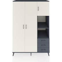 Kronos Dolap 5 Raflı 3 Çekmeceli Tek Askılı 132x59x195 Antrasit-aytaşı/antrasit Aytası/antrasıt