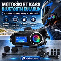 Q58 Motorsikletler İçin Fener Özellikli Sd Kart Bölümlü Lcd Ekranlı Kablosuz Bluetooth Kulaklıklı Suya Daya Diğer