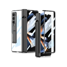 Rba Aksesuar Galaxy Uyumlu Z Fold 4 Kılıf Rba Kıpta Standlı Kalem Bölmeli Kapak - Siyah Siyah