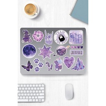 Lexroo Purple Aesthetic Temalı Sticker Etiket Seti 1 - Mor Sticker - Laptop Notebook Telefon