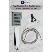 Ahlez Arya Duş Başlığı + Vakumlu Mafsal + Duş Hortumu Duş Takımı Krom