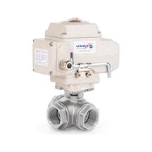 Unox Dn65 - 2 1/2" 220 V Ac Elektrikli Aktüatörlü Dişli Küresel Vana 3 Yollu L Port
