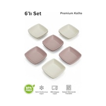 6 Lı Kare Yemek Tabağı Seti 17.5 Cm - Mikrodalga Ve Derin Dondurucuya Uygun Bpa Free Kırılmaz Tabak çok renkli