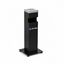 Siyah Kare Küllük K-01 Metal Dış Mekan Sigara Küllüğü Hey Çelik