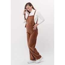 Luvmabelly Myra6114 - Camel Kadife Hamile Salopet-kahverengi
