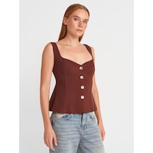 Dilvin 31987 Peplum Etekli Yelek-açık Kahve Açık Kahve